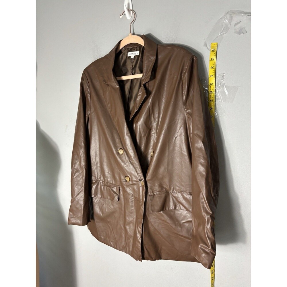 Mimosa Faux Leather Brown Polyester Leather Blazer Size M